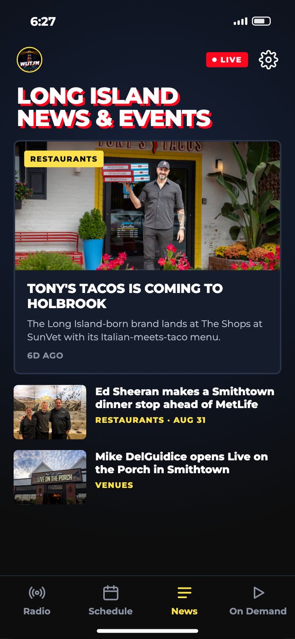 WLIT.FM app, News screen