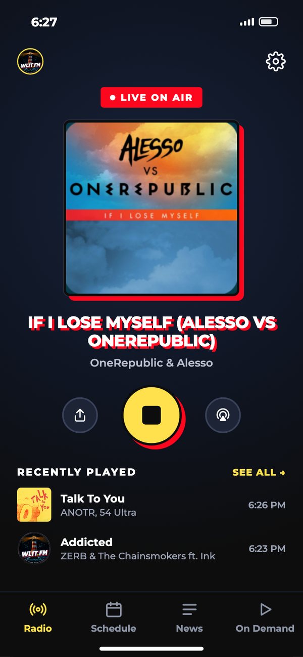 WLIT.FM app, Radio screen