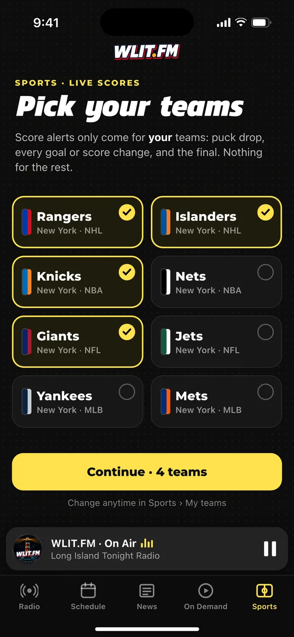 Pick your teams in the WLIT.FM app