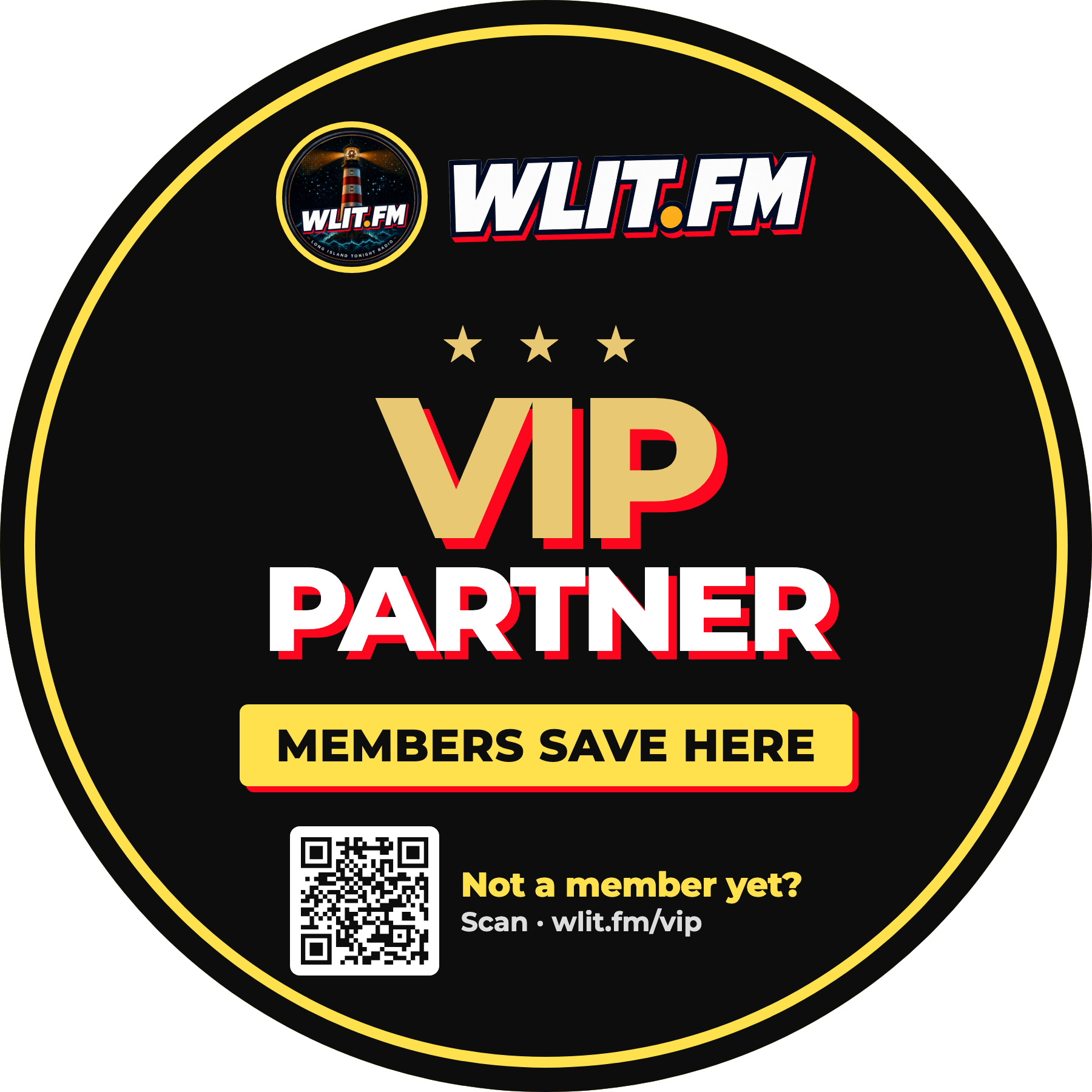 WLIT VIP Partner window decal: Members save here